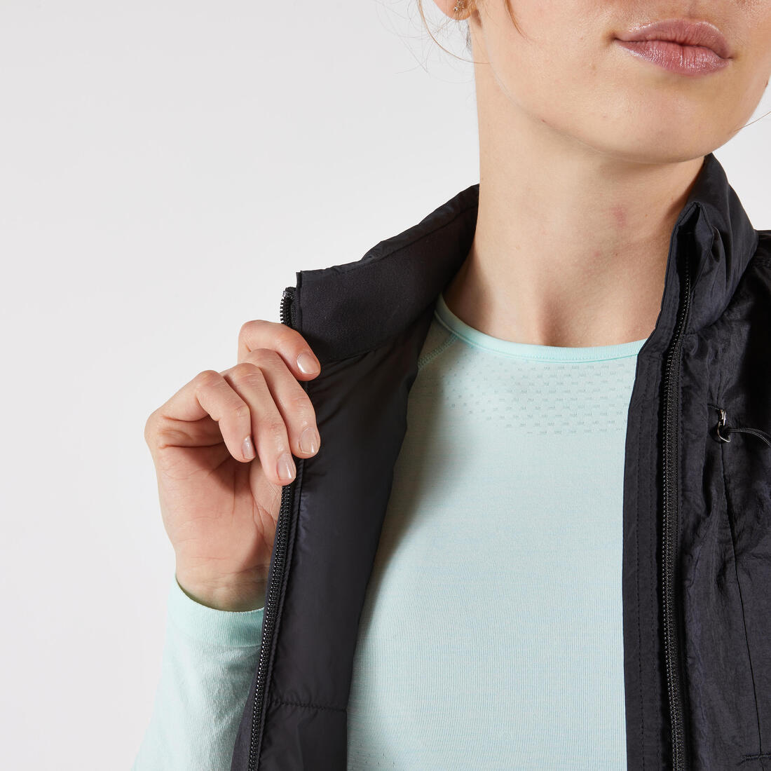Veste sans manches chaude de running Femme, KIPRUN SM 500 Run warm noire