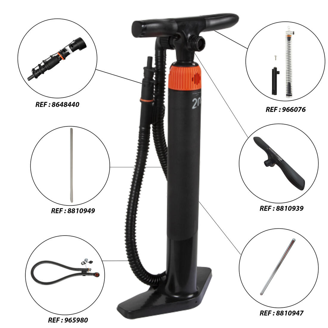 Pompe facile stand up paddle et kayak double action haute pression 0-20psi