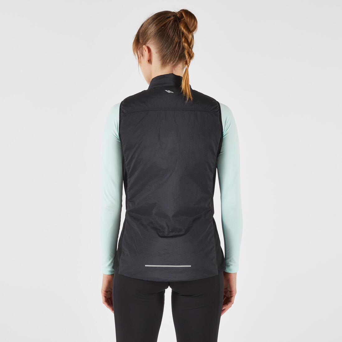 Veste sans manches chaude de running Femme, KIPRUN SM 500 Run warm noire