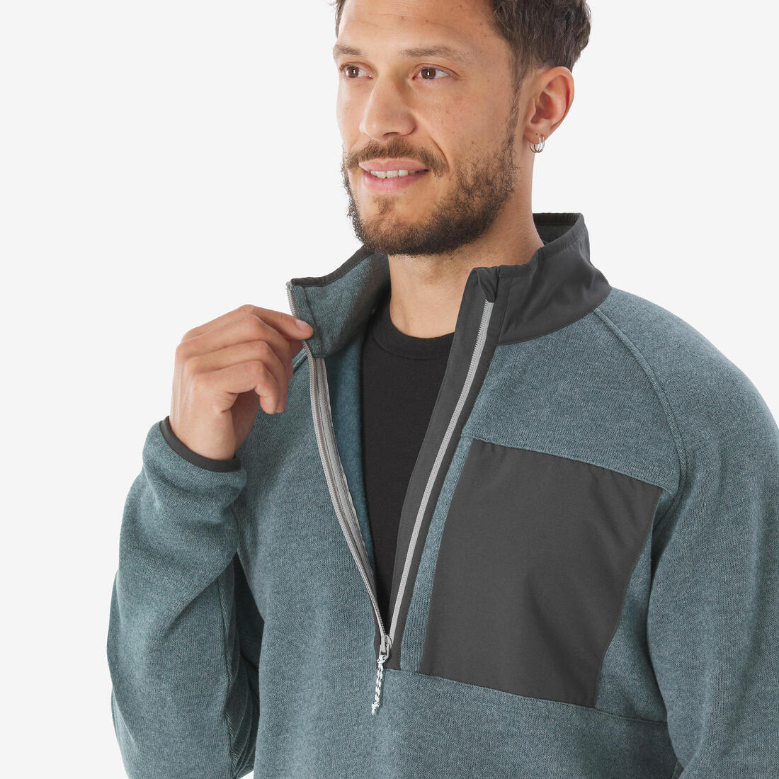 Pull de randonnée homme, NH500 Demi-zip