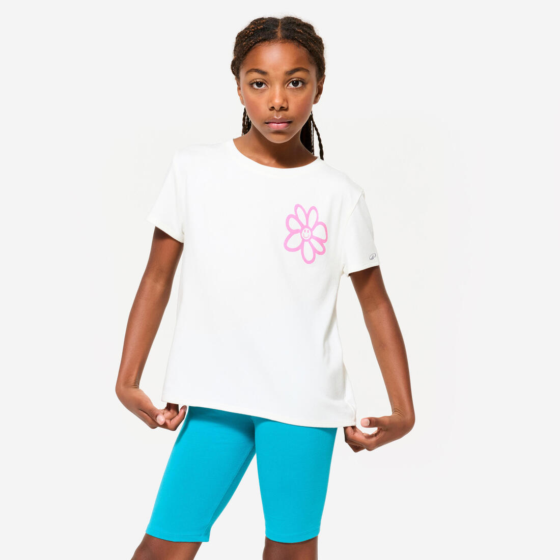T-shirt multisport coton fille, imprimé blanc – blanc coton