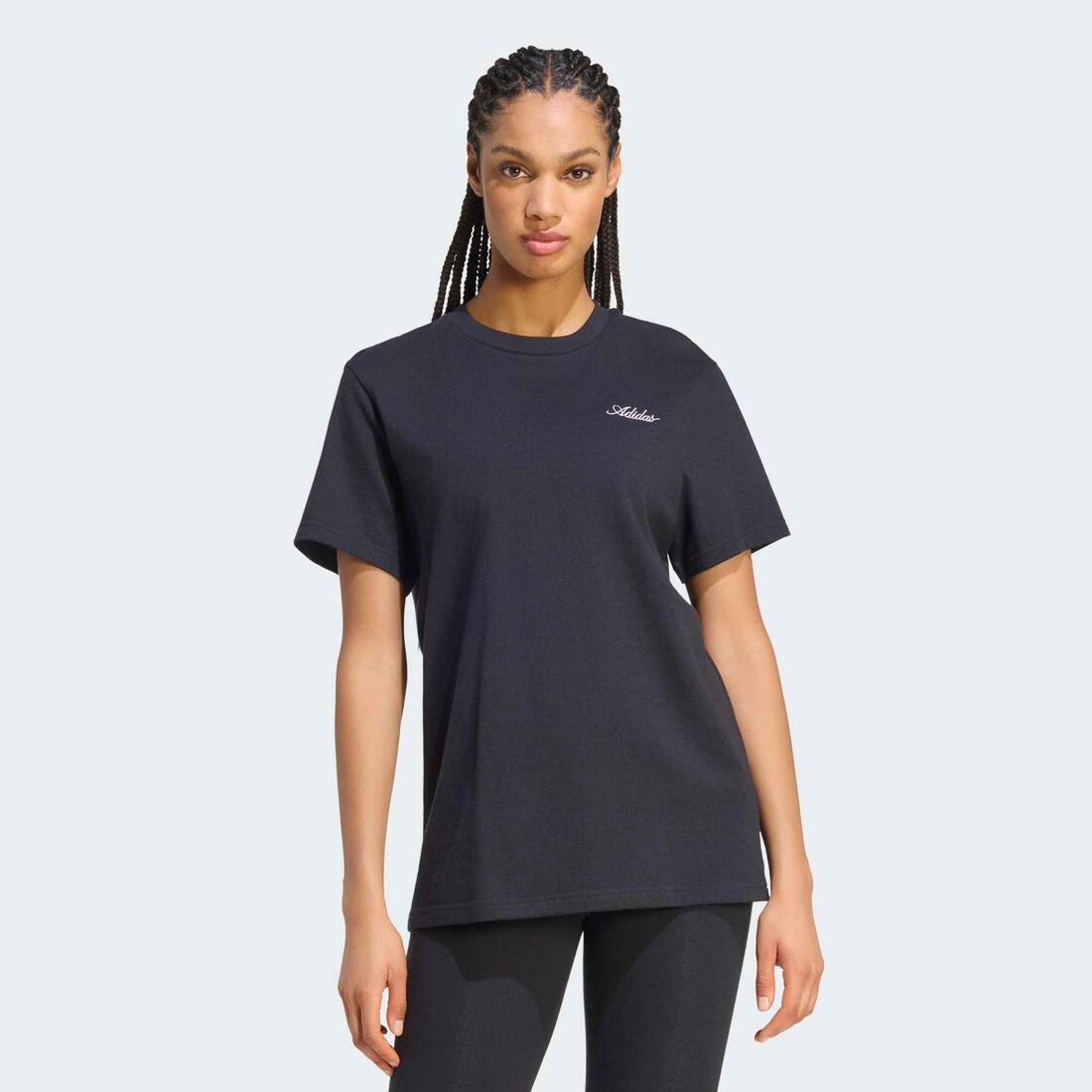 Tee shirt graphique Adidas, femme, noir