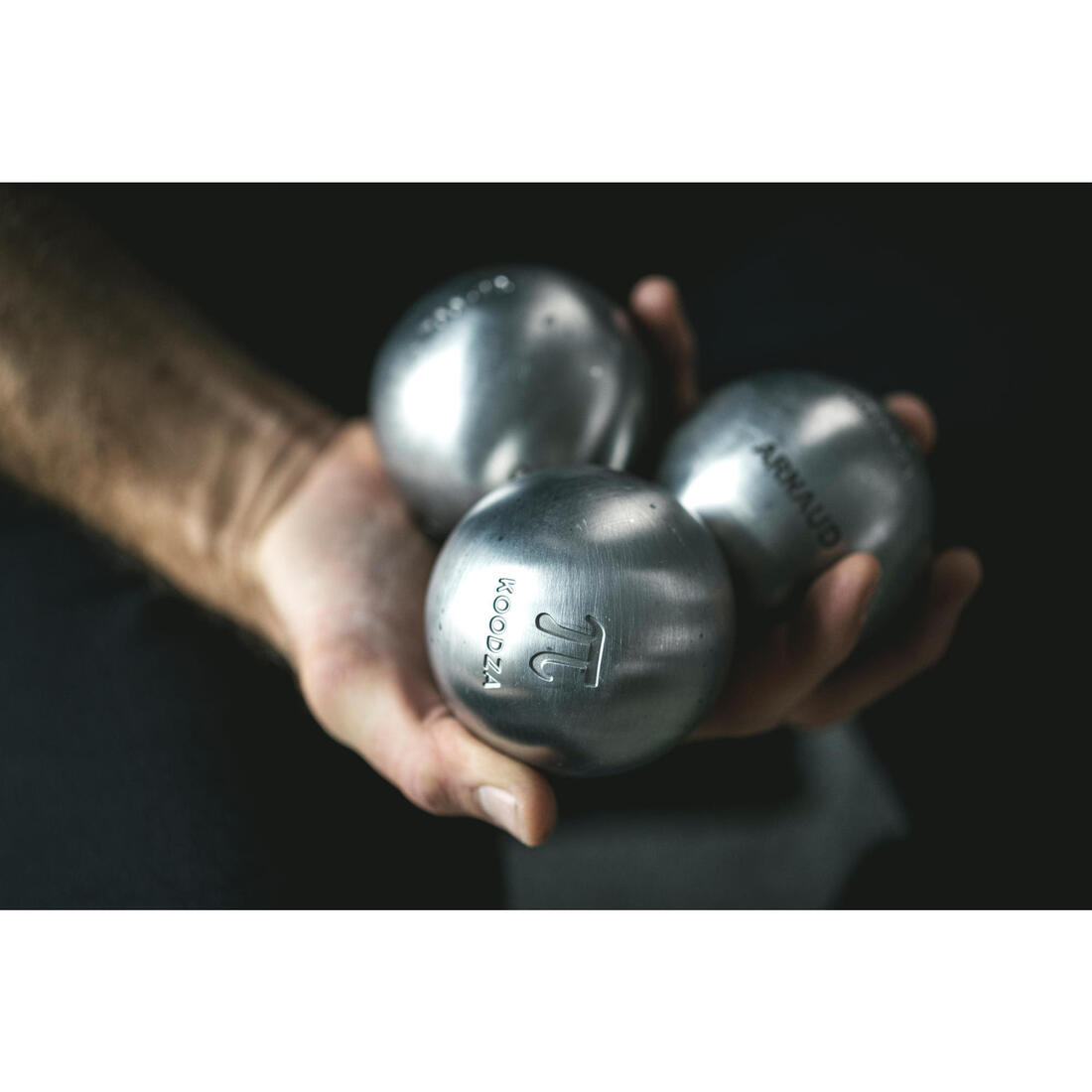3 boules de pétanque homologuées compétition demi-tendres PI acier inox