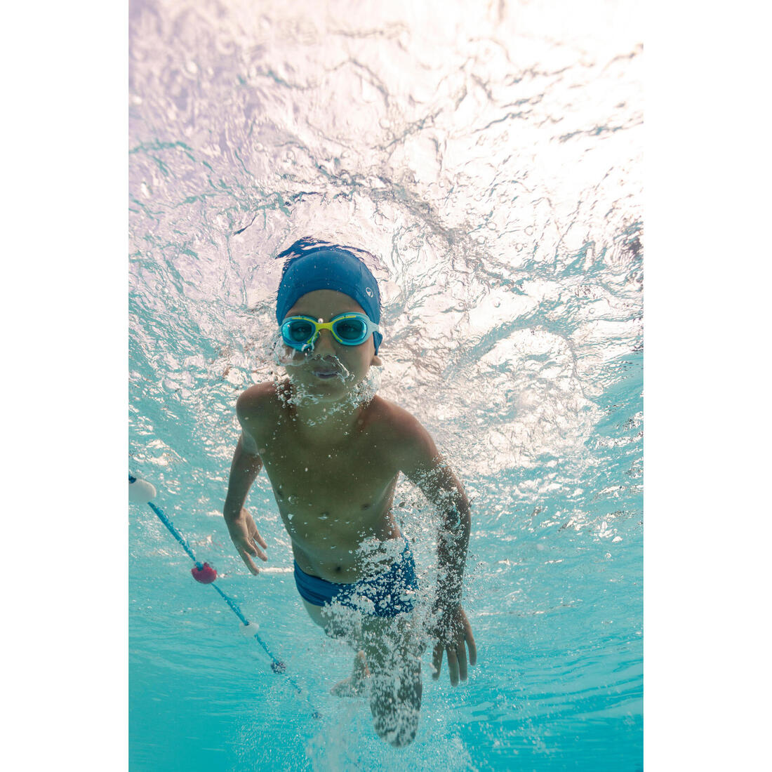 Kit de natation Garçon : maillot de bain, lunettes, bonnet, sac - 100 Bleu