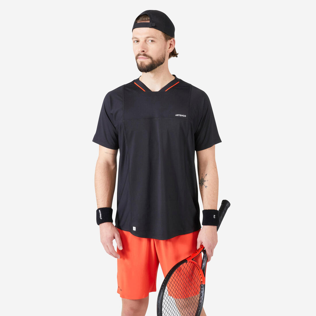 T-shirt tennis manches courtes Homme - ARTENGO DRYVN – noir
