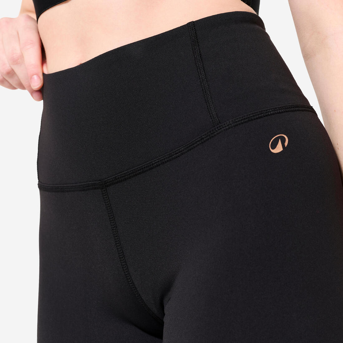 Legging danse moderne taille haute ceinture plate femme, noir fumé