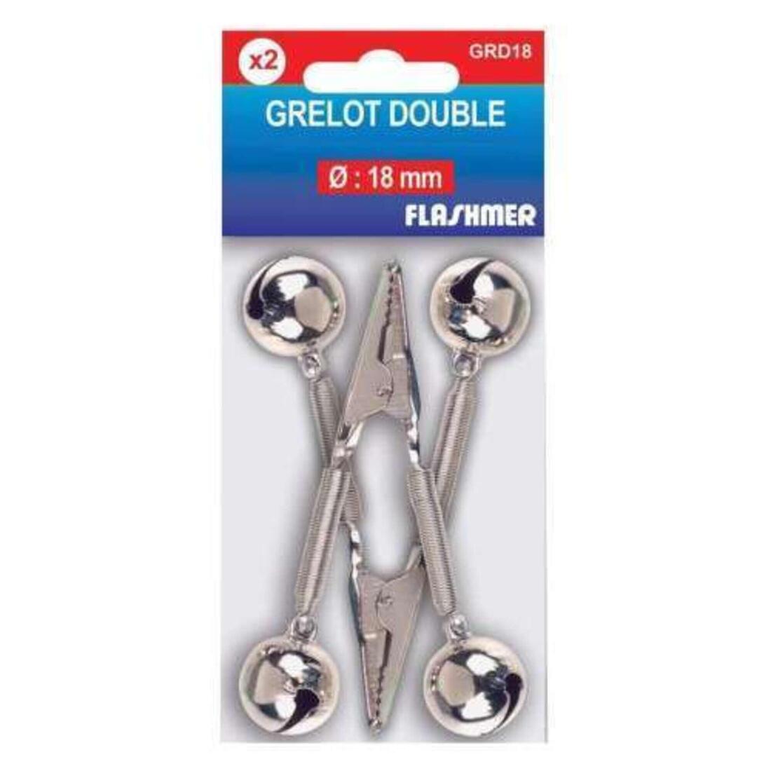 GRELOT DOUBLE CROCODILE - NICKELÉ  18 Mm FLASHMER