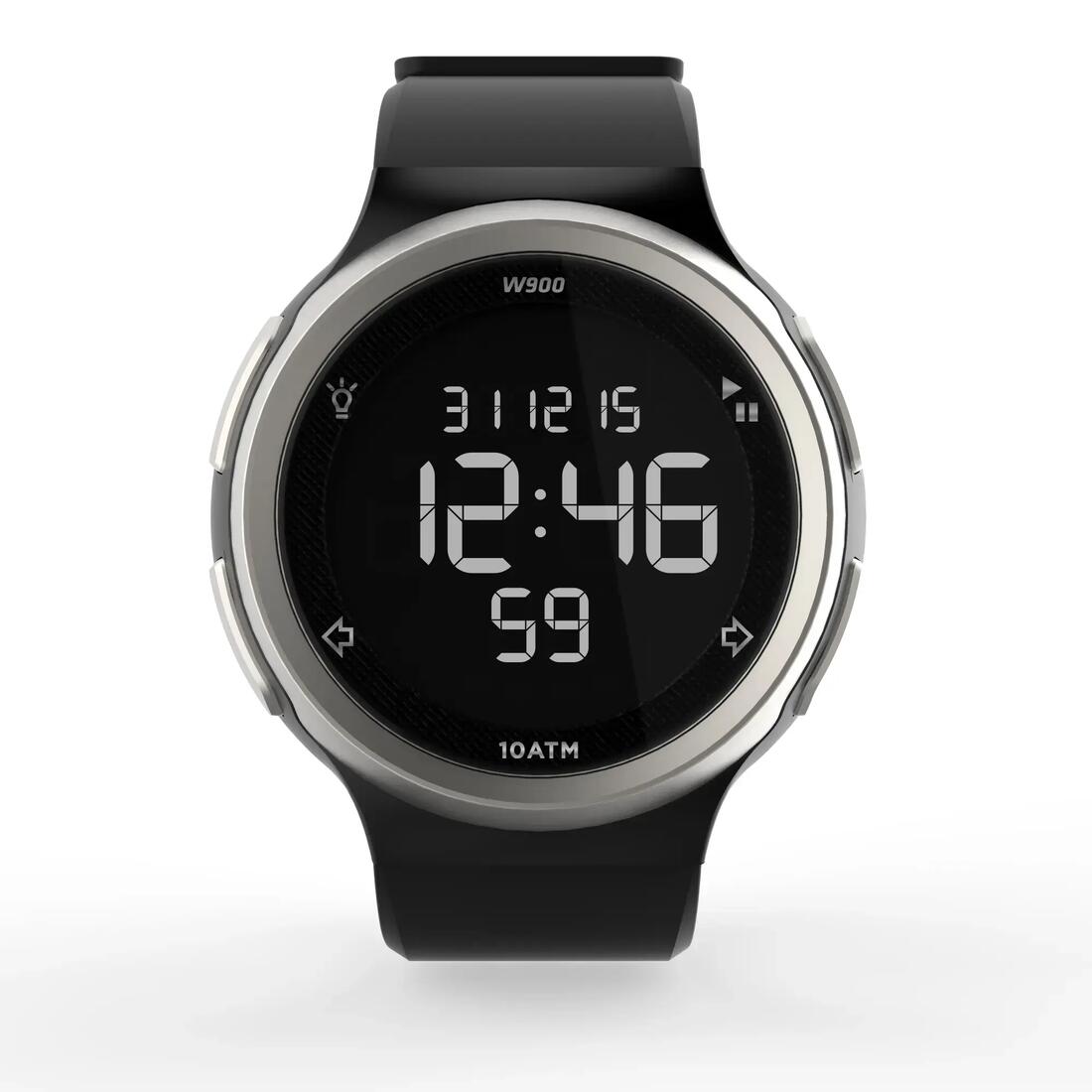 Montre chronomètre de course à pied homme W900 noire écran reverse