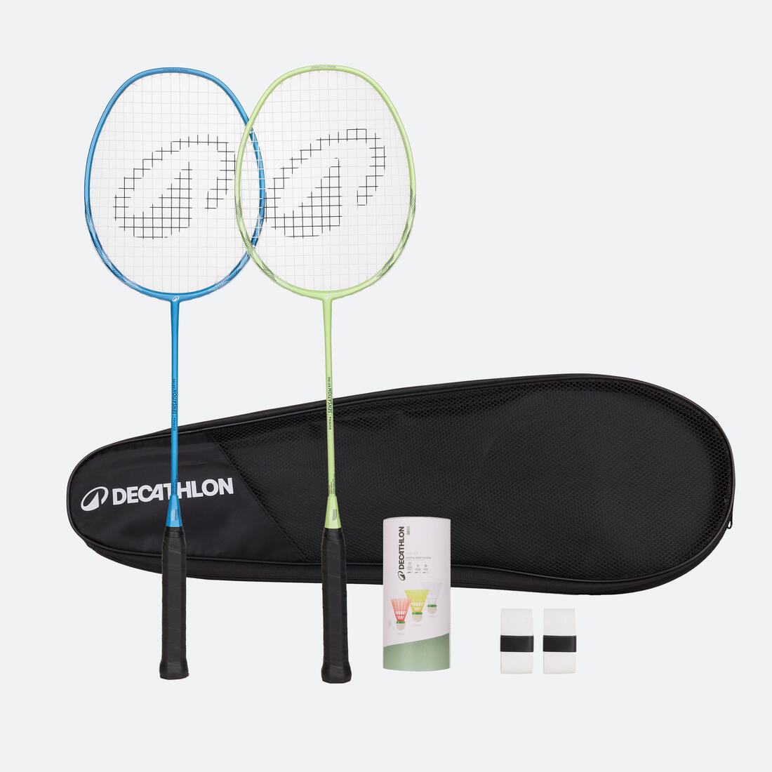 Lot de Raquettes de Badminton Adulte BR 190 Partner - Bleu/Citron Vert