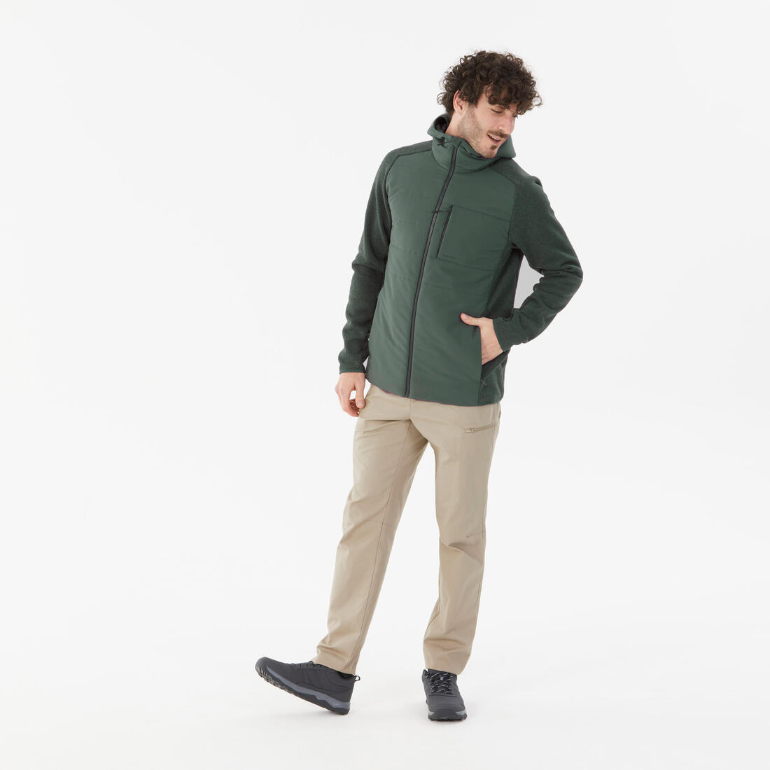 Sweatshirt de randonnée homme, NH500 Hybride