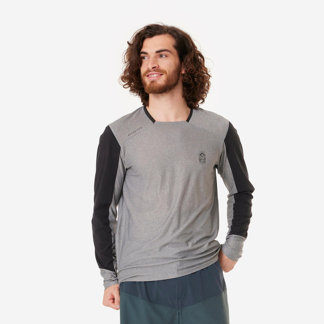 Maillot manches longues velo vtt expl 100 gris