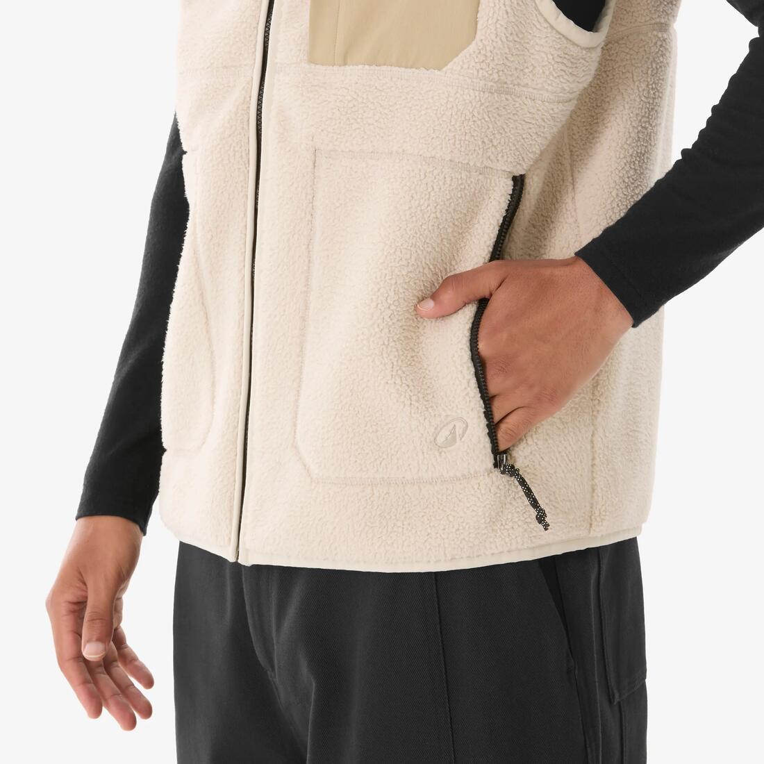 Gilet polaire de randonnée homme, sherpa MH500 beige