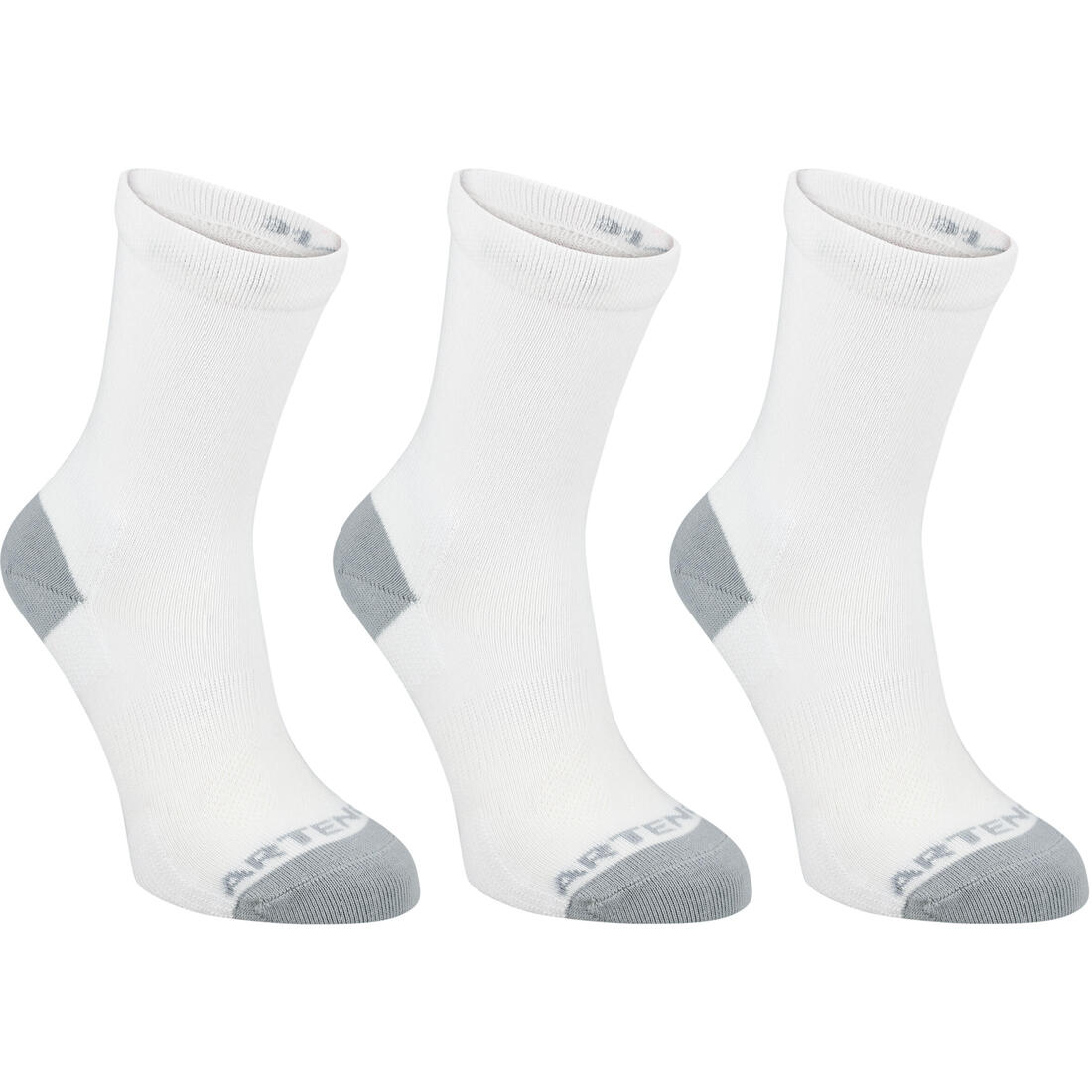 CHAUSSETTES DE SPORT ENFANT HAUTES ARTENGO RS 160 BLANC MARINE BLANC LOT DE 3