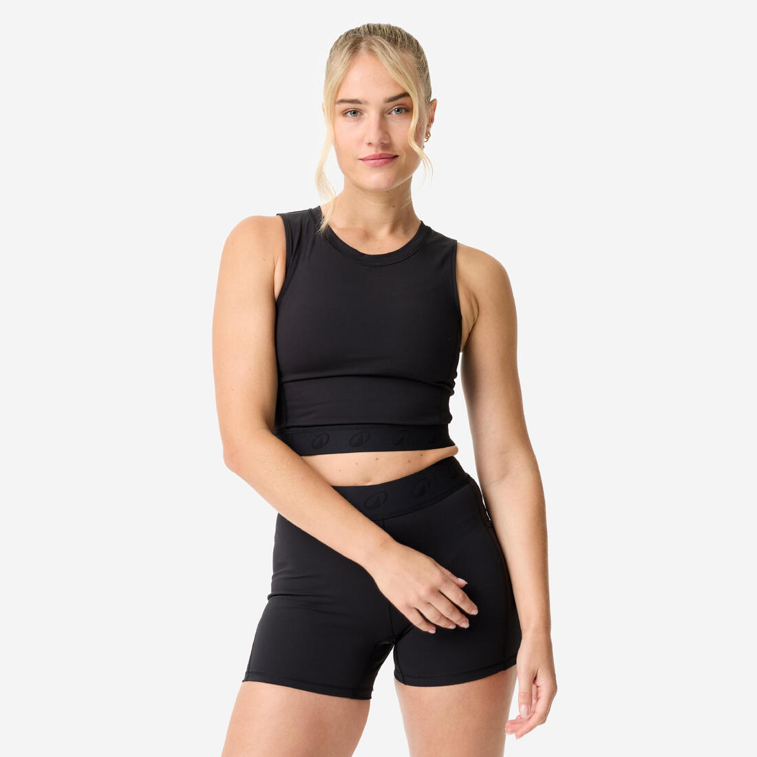 T-shirt crop top de sport élastique à la taille femme