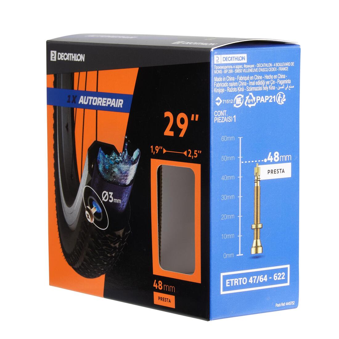 Chambre a air 29x1,9/2,5 auto reparante valve presta 48 mm