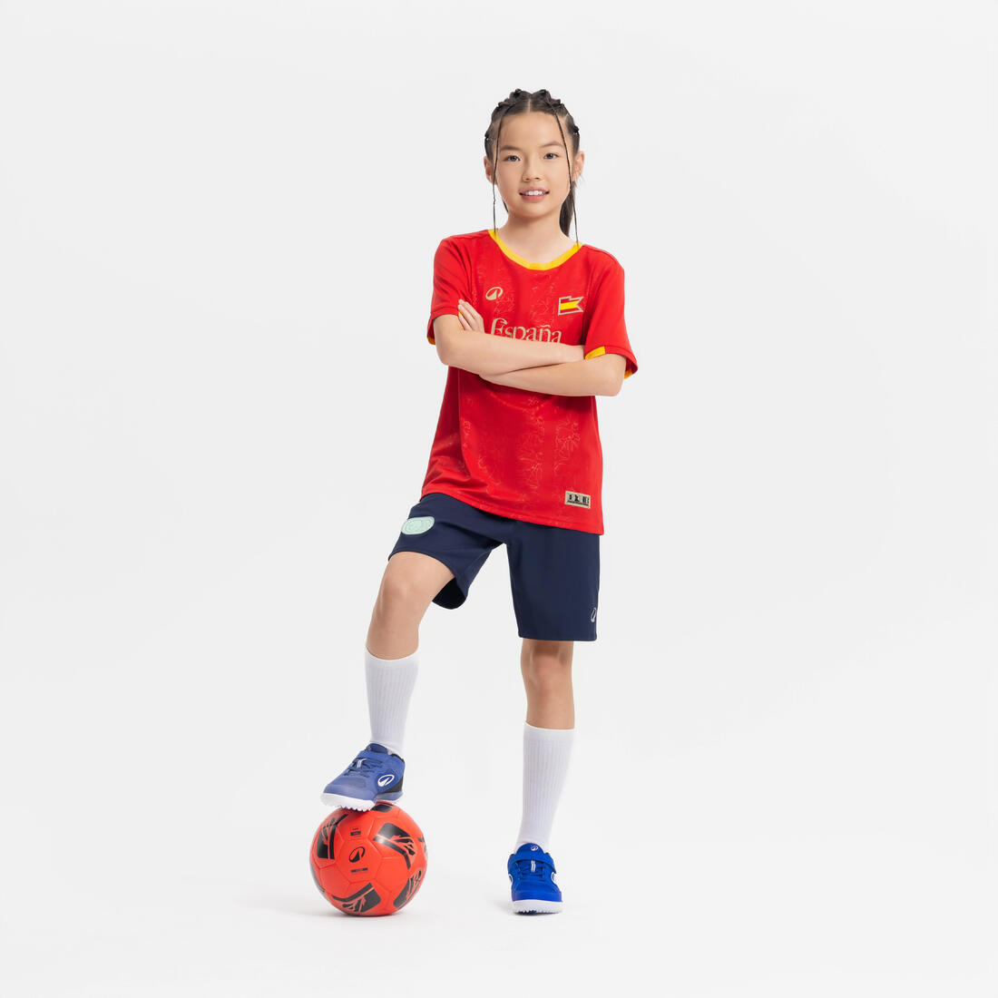 Chaussures de football sans lacet enfant, Eskudo Club Turf Easy bleu et