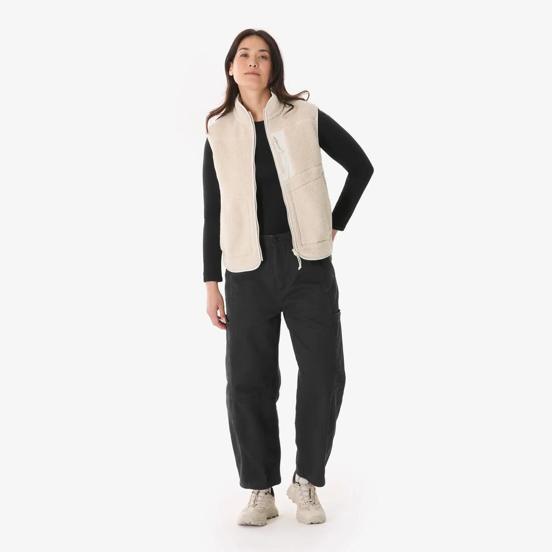 Gilet polaire de randonnée femme, sherpa MH500 beige