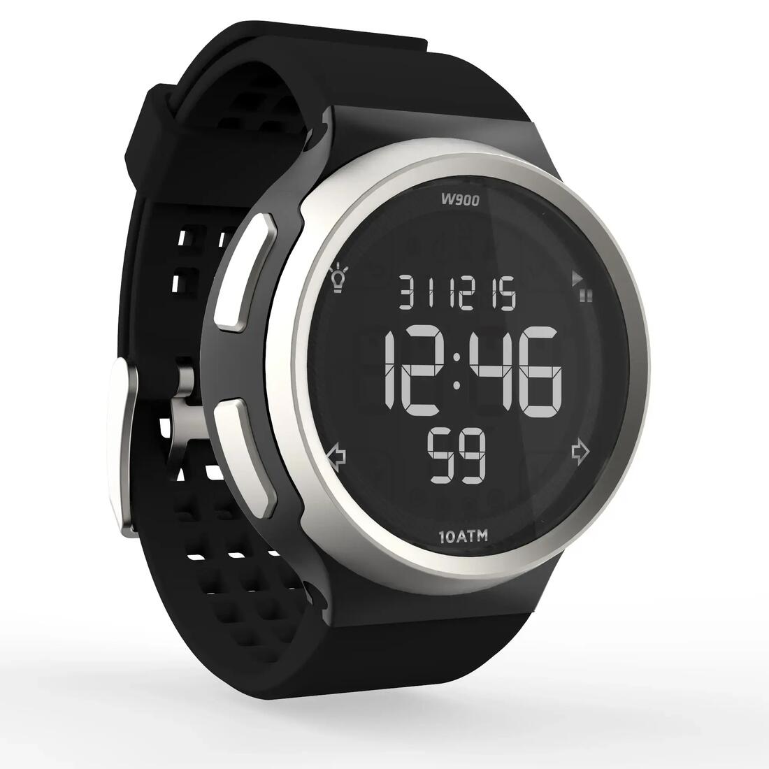 Montre chronomètre de course à pied homme W900 noire écran reverse