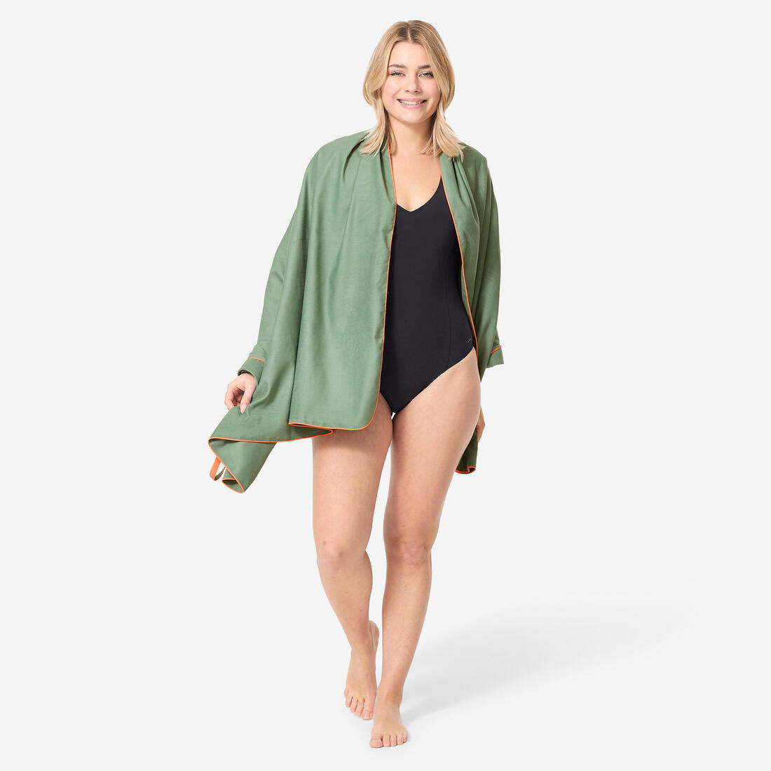 Serviette de bain microfibre ultra compacte taille XL 110 x 175 cm, vert sapin