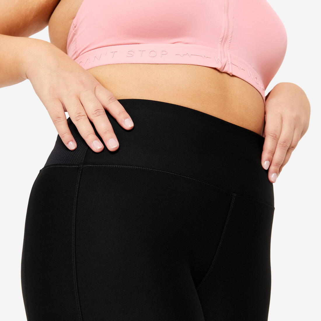 Legging de sport grande taille avec poche femme, noir