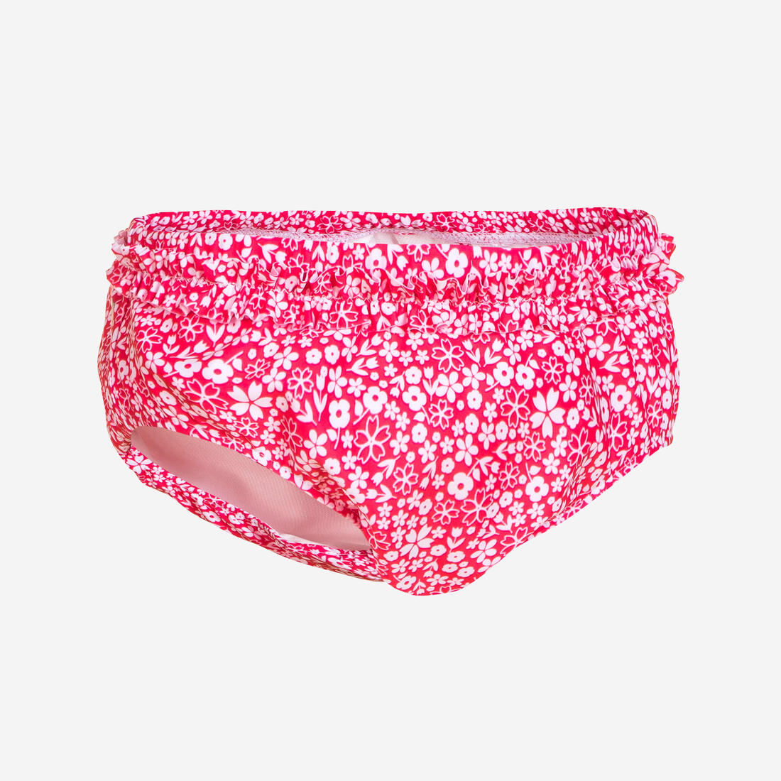 Bas de maillot couche lavable bébé rose imprimé fleurs – rose ultra fluo