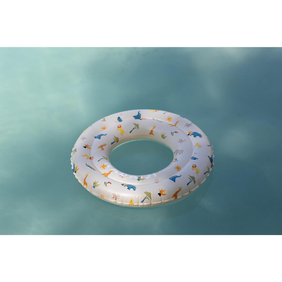 Bouée piscine gonflable 51 cm pour enfants 3-6 ans, transparente imprimé savane