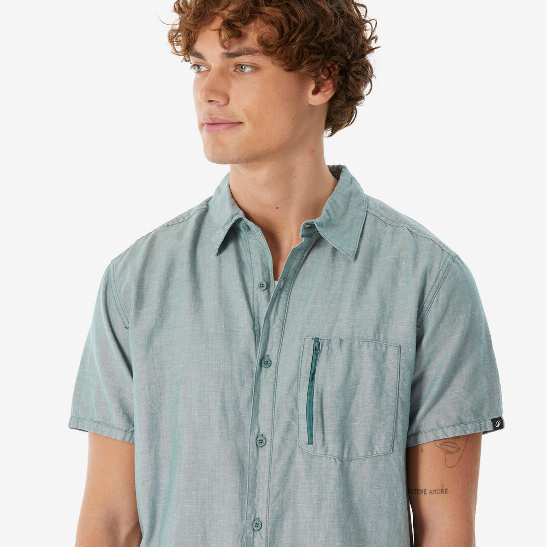 Chemise de randonnée manches courtes homme, NH500 vert