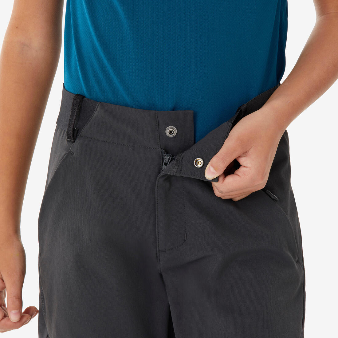 Pantalon de randonnée softshell - mh550 noir - enfant 7-15 ans