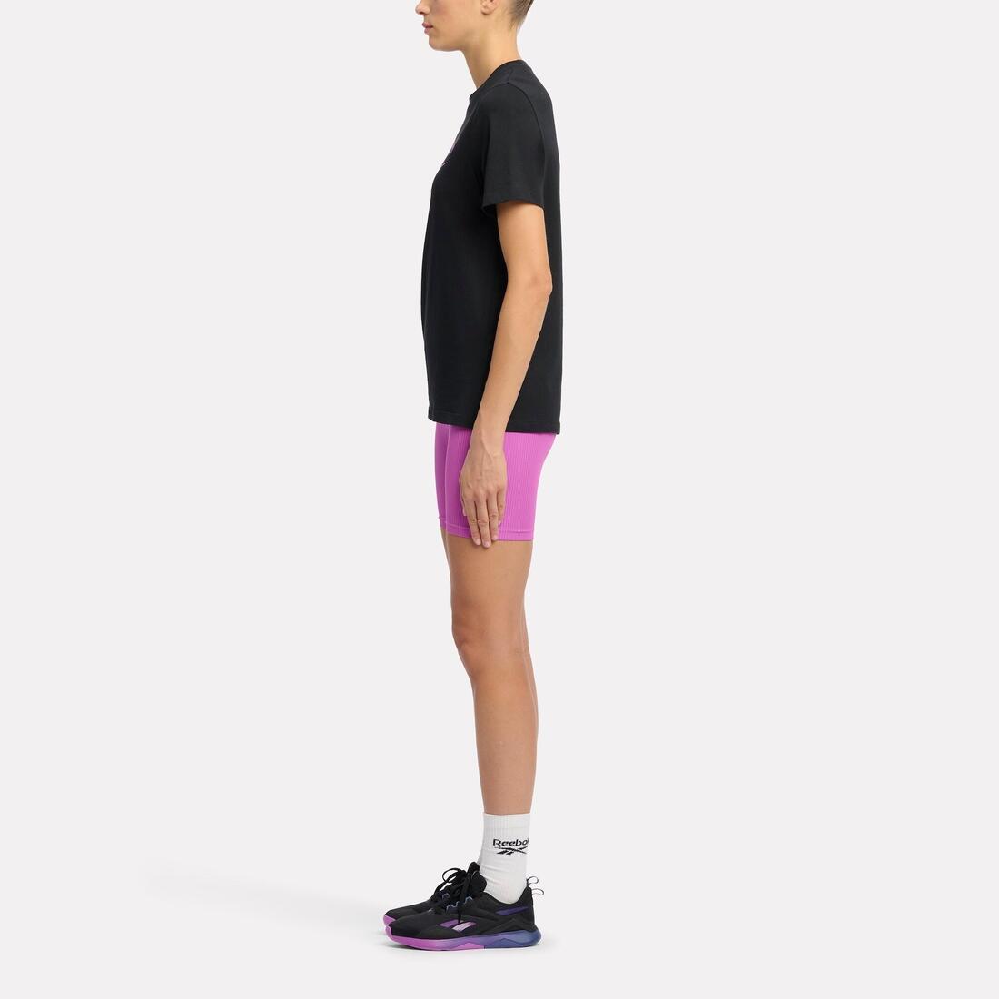 T-shirt de fitness femme, noir et rose