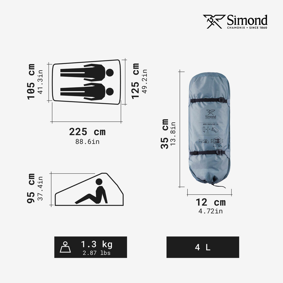 Tente tarp de trekking - 2 places - mt900