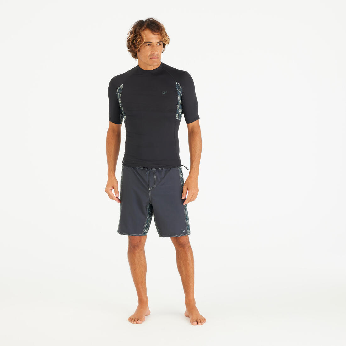 Tee shirt anti uv manches courtes homme - 500 bleu palmeraie