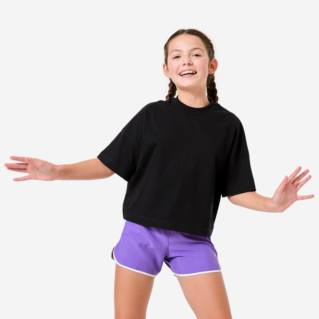 Tee-shirt coupe loose fille, noir