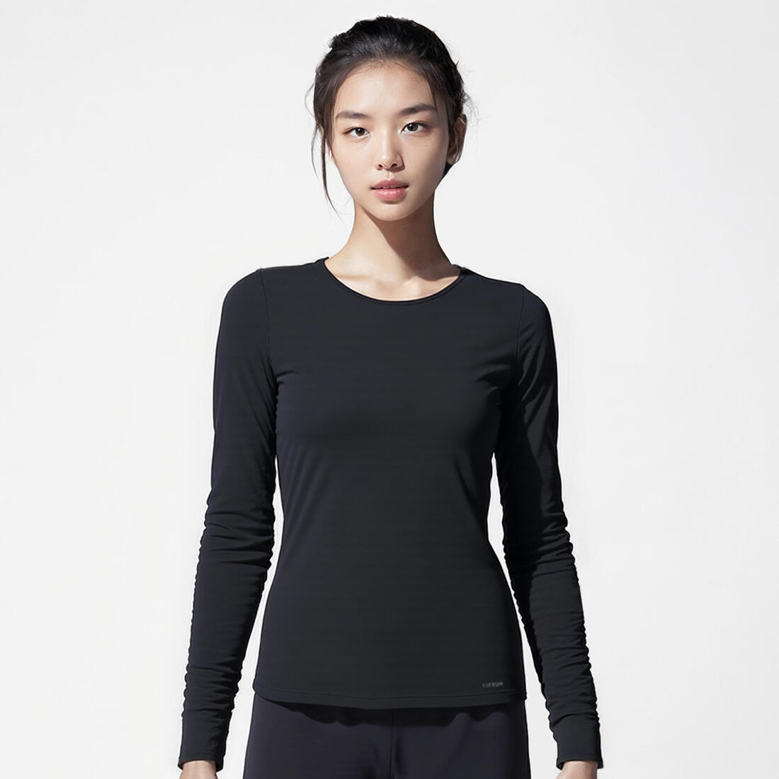 T-shirt manches longues running femme - sun protect noir