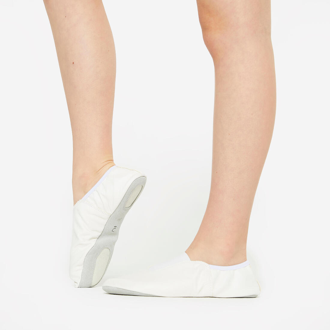 Chaussons gym fille et garçon en cuir blanc