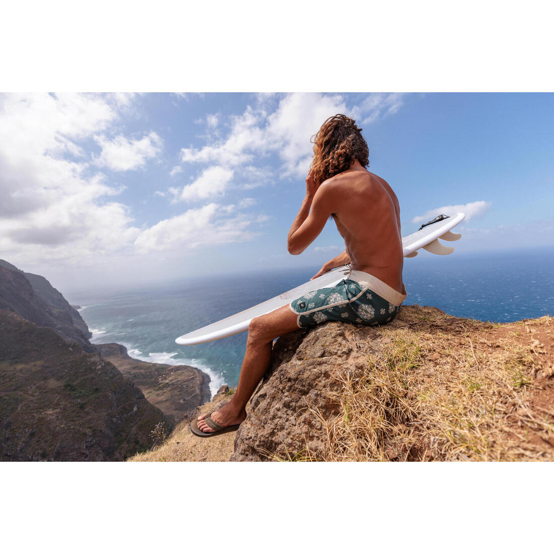 Boardshort surf short de bain surf mi-long 18" homme, 500 Marin