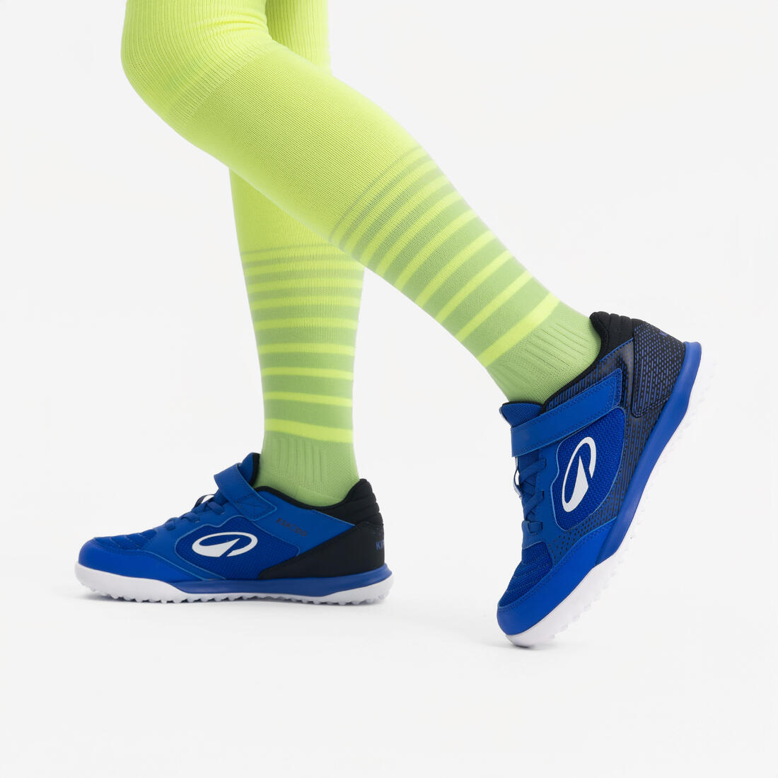 Chaussures de football sans lacet enfant, Eskudo Club Turf Easy bleu et