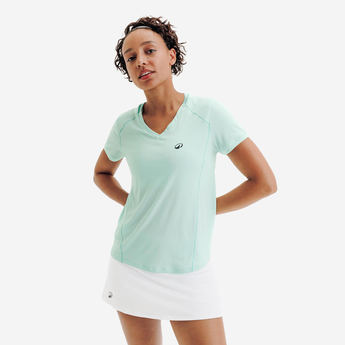 T-shirt de tennis respirant col V femme, Dry