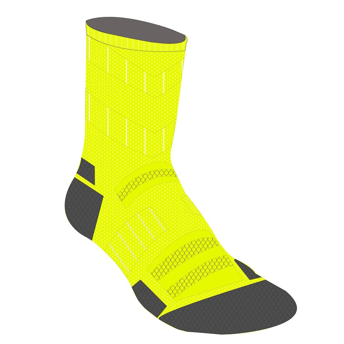 CHAUSSETTES DE RUNNING RUN900 FINES MI-MOLLET JAUNE FLUO