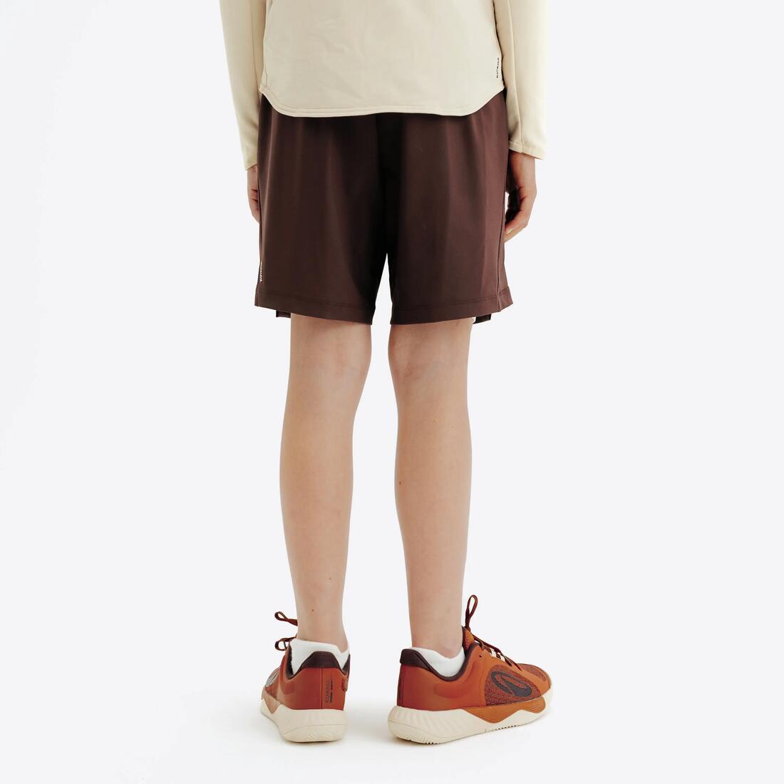 Short de tennis thermique avec shorty garçon - TSH TH 500 beige marron