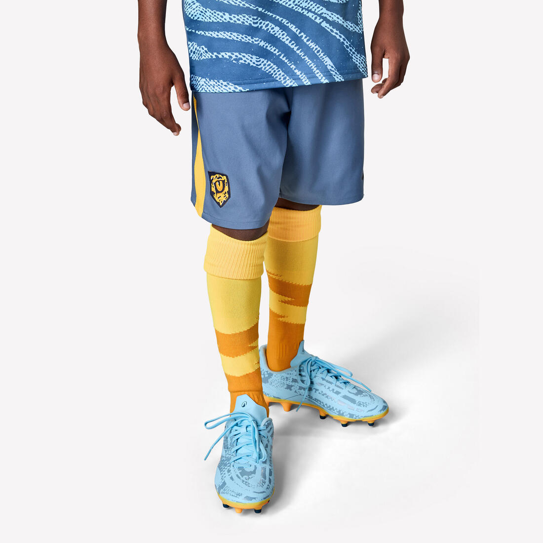 SHORT DE FOOTBALL ENFANT VIRALTO KIDS GRIS BANDE