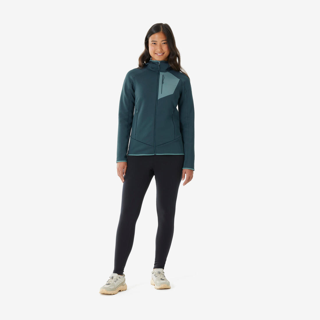 Polaire de randonnée montagne femme, MH500 full zip