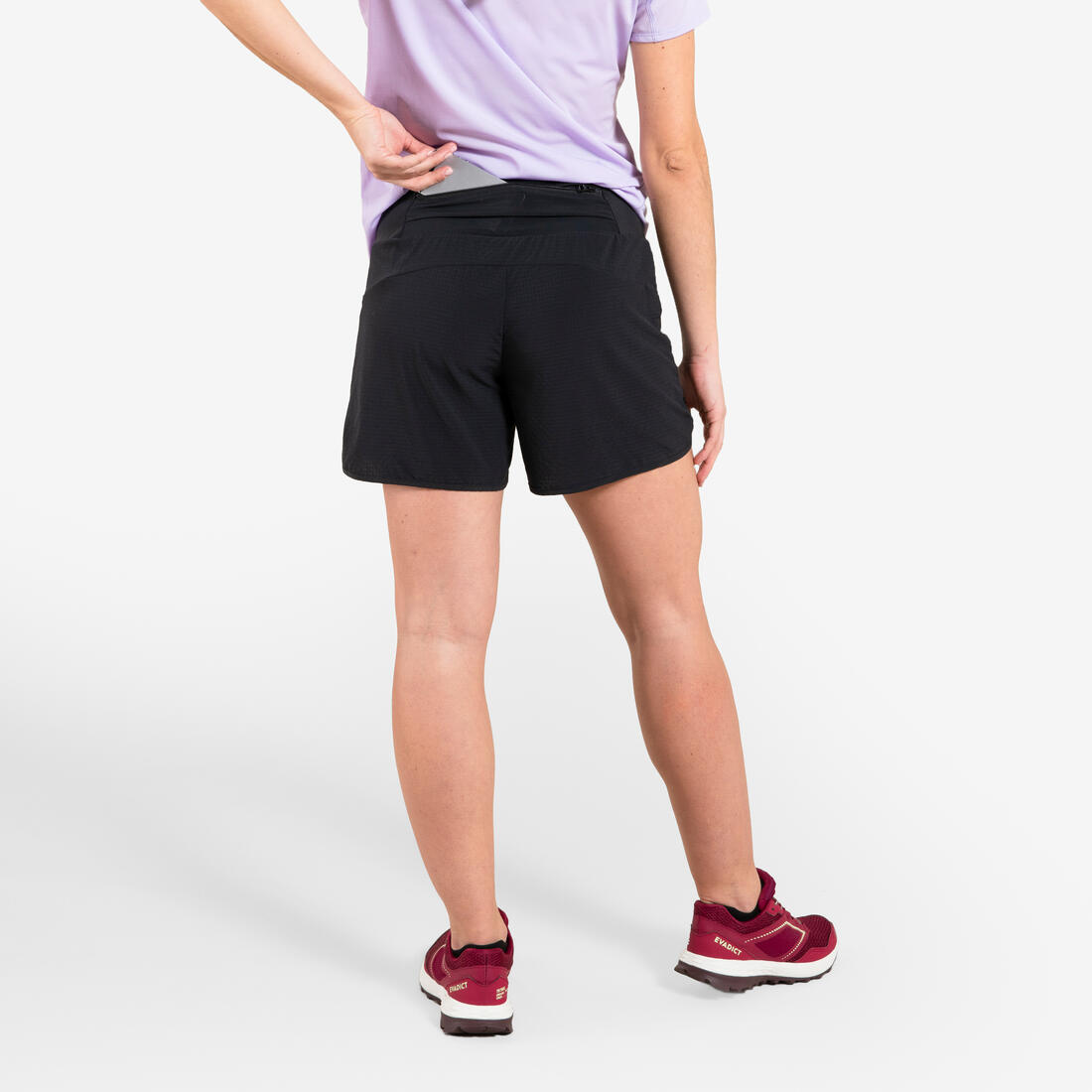 Short de trail running baggy femme noir