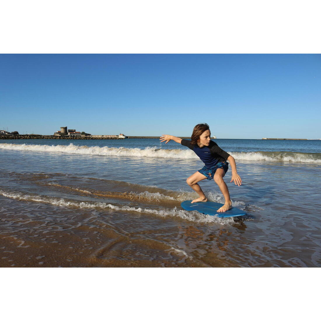 Skimboard enfant - 500 mousse bleu turquoise jaune