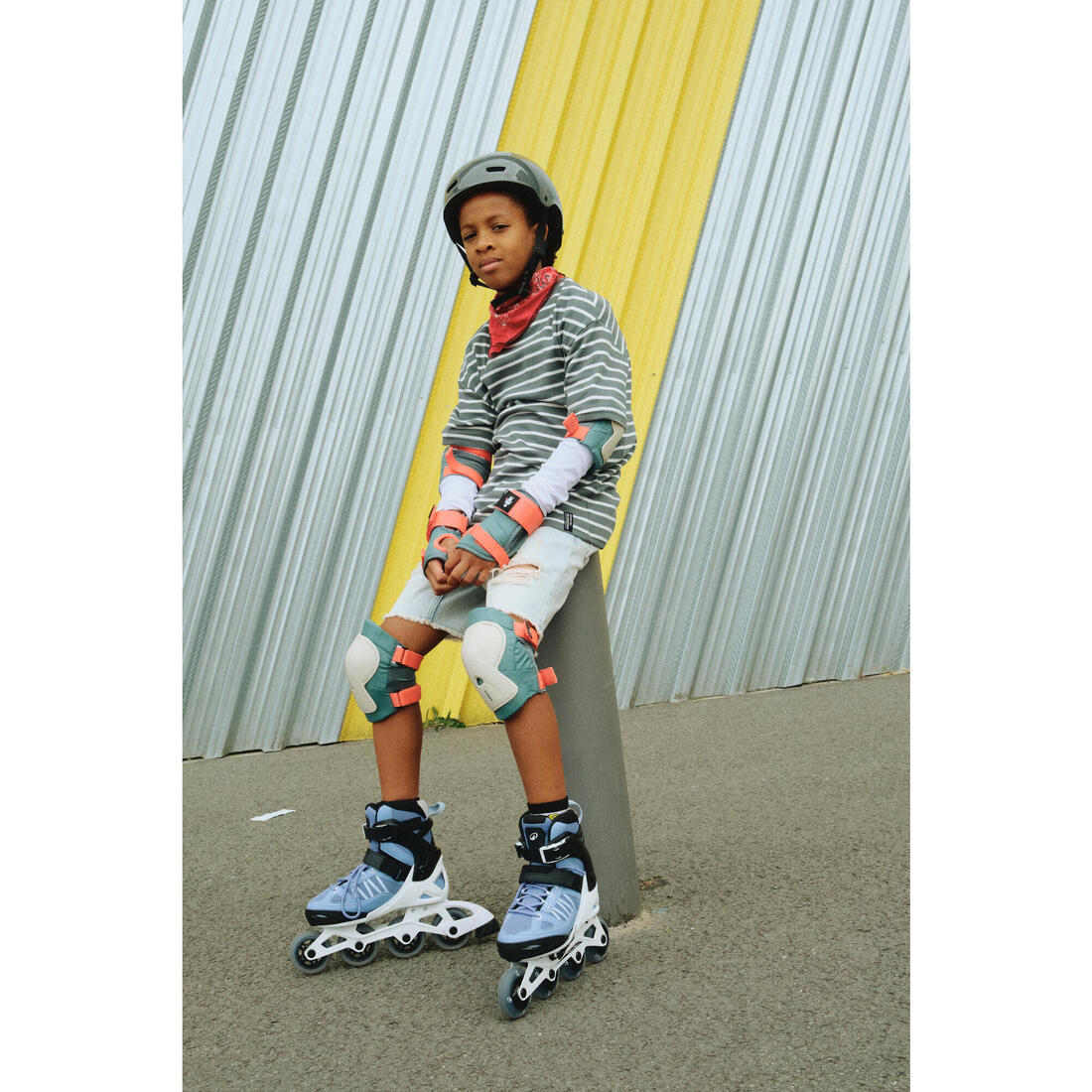 Set 3x2 protections roller trottinette skate enfant PLAY