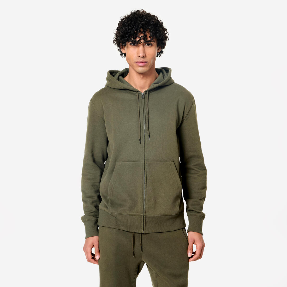Sweat zippé à capuche de fitness en molleton homme