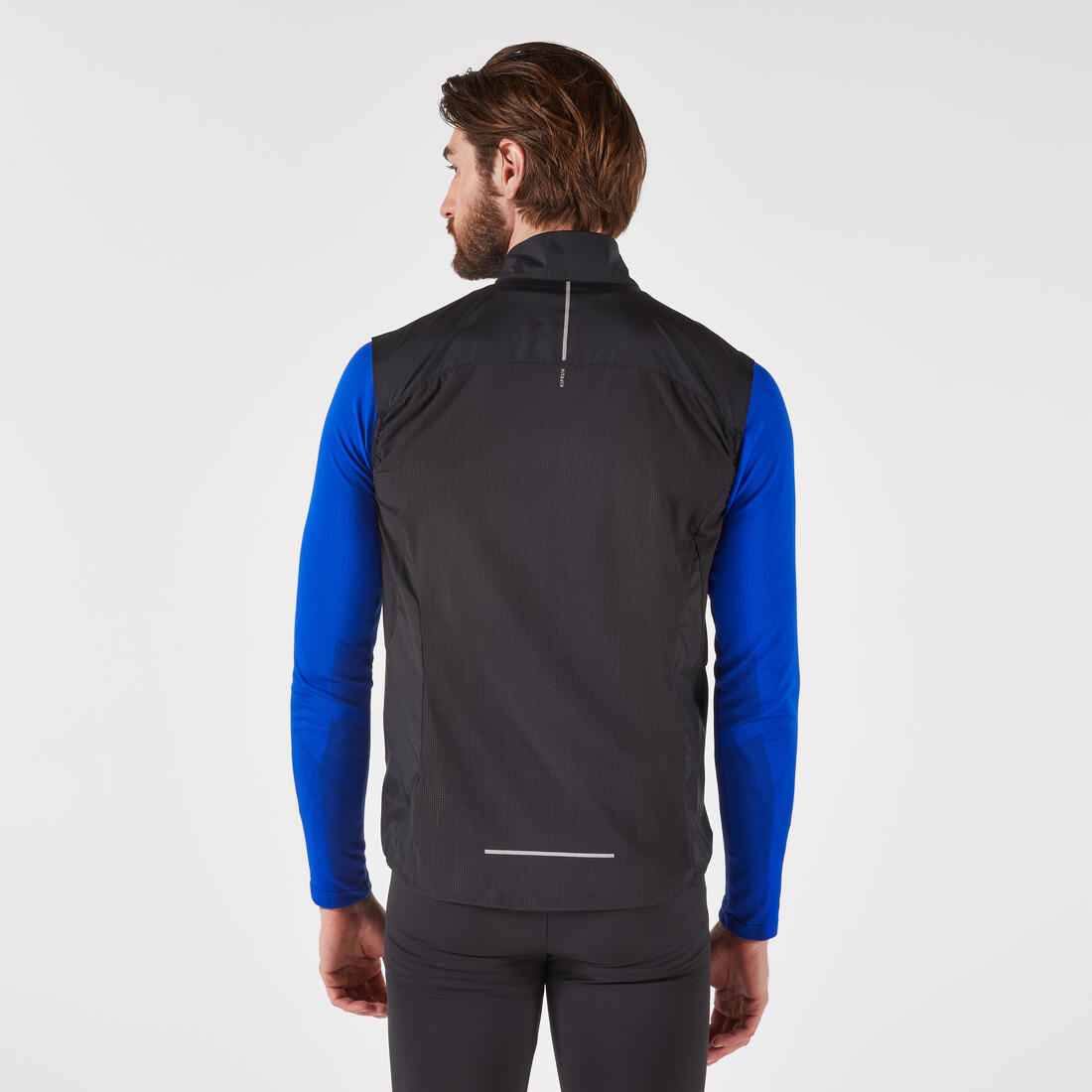 Veste de running coupe vent sans manche Homme, KIPRUN Run 500 noire