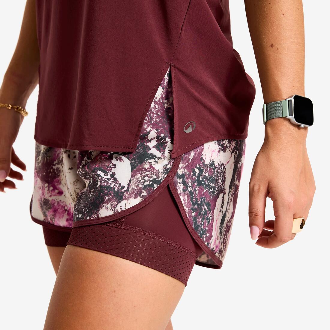 Short de fitness double couche femme
