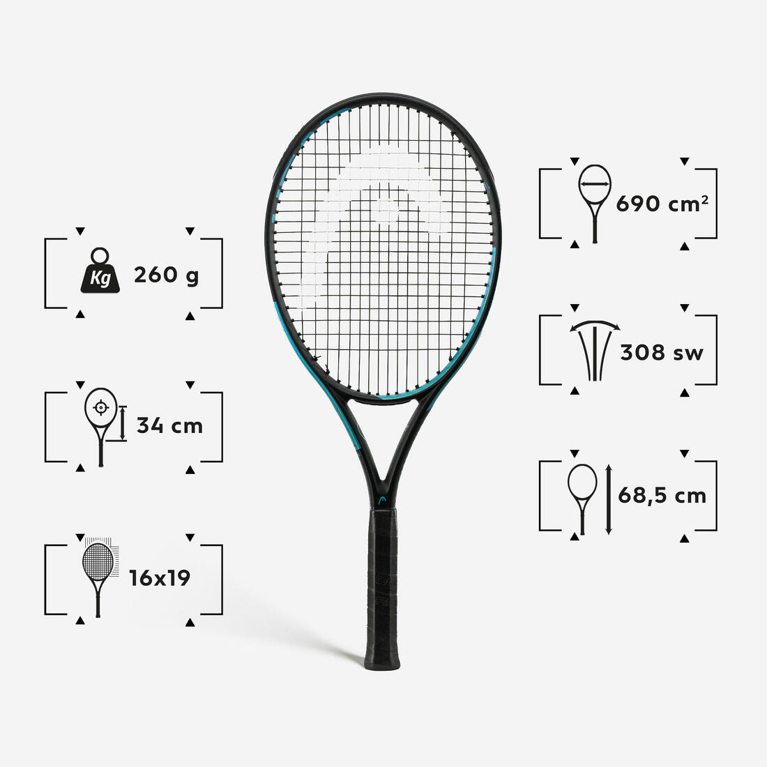 Raquette de tennis adulte débutant graphite, Head Challenge Elite lite bleu noir
