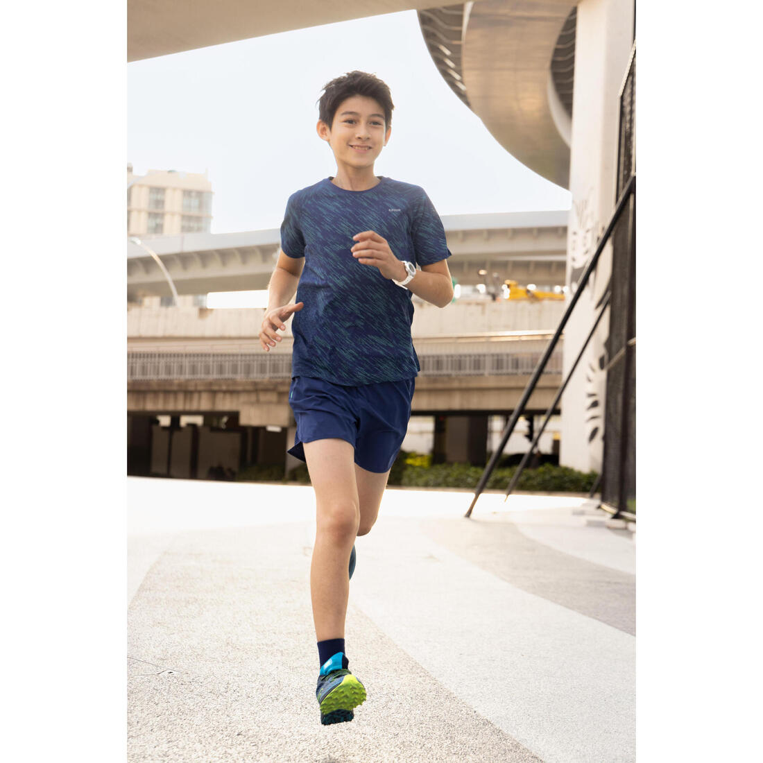 T-Shirt running ultra léger Enfant - KIPRUN Light 900 marine vert