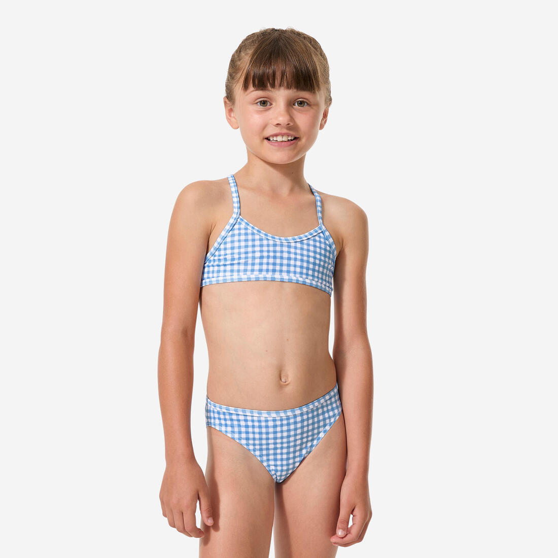 Maillot 2 pièces fleuri surf bretelles croisées fille